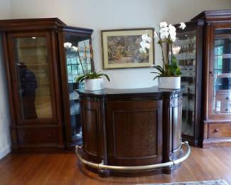 Pair of lighted cabinets for display, electronics, wine, glasses, collectibles, free standing bar