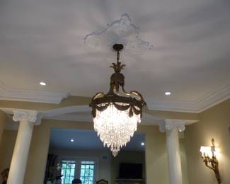 Stunning antique bronze & crystal chandelier