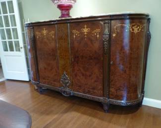 Mid-20th Century walnut, burl & mahogany sideboard