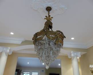 Stunning antique bronze & crystal chandelier