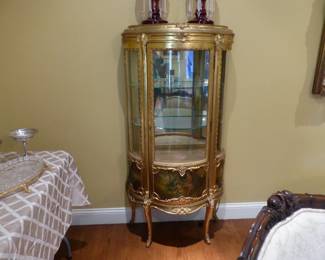 Pair of gold leaf hand painted vitrines