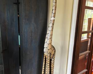 Tall carved wood painted giraffe,