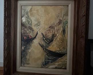 MidCentury drip painting, signed