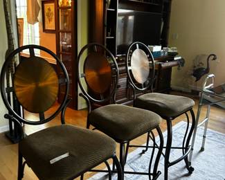 Three contemporary bar stools 36" H seats