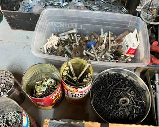 Washers, nuts. Screws and many more box lots