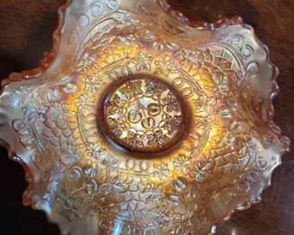 Rare Fenton Cherry Chain Marigold Iridescent Bowl