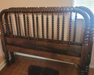 Jenny Lind Walnut Carved Spool Spindle Bed