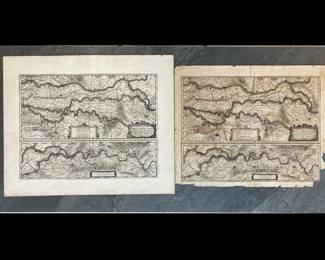 Lot 969 2 Antique Maps Descriptio fluminum Rheni Vahalis et Mosae ca. 1638 Hand colored