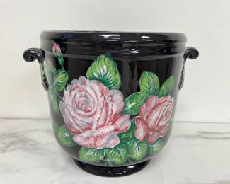 Lot 4398 Vintage Italian Floral Pottery Planter Cache Pot