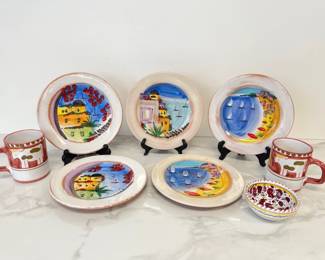 Lot 4339 Italian Hand Painted Pottery Vietri Fima Deruta