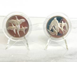Lot 4472 Vintage Franklin Mint Gilroy Roberts Sterling Silver Birds Art Medals