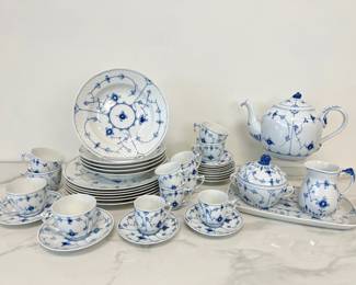 Lot 4325 Bing Grondahl Blue Fluted China Denmark