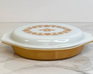 Lot 4418 Vintage Pyrex Butterfly Gold Oval Divided Dish