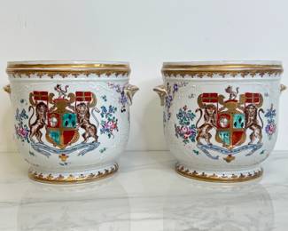 Lot 4350 Armorial Porcelain Asian Cache Pots