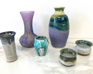 Lot 4237 Vintage Rueven Hand Painted Glass Vase Studio Pottery