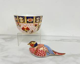 Lot 4396 Imari Bowl Pheasant Paperweight Royal Crown Derby William Whiteley