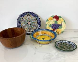 Lot 4356 Dansk Teak Wood Bowl Talavera Plates More