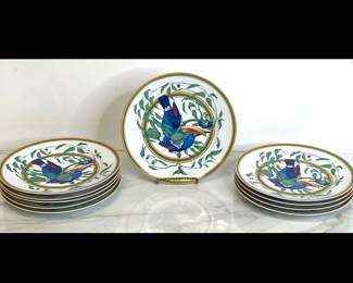 Lot 4352 Vintage Hermes Toucans Porcelain Limoges Dinner Plates