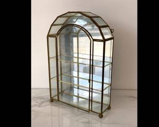 Lot 4371 Vintage Brass Glass Curio Cabinet
