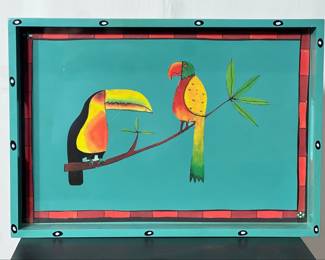 Lot 4341 Painted Toucan Bird Hand Painted Wooden Tray