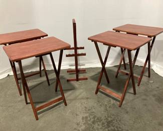 Lot 3049 Folding TV Tray Table Set