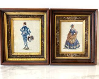 Lot 4284 Antique Frames Victorian Couple Needlepoint Wall Art