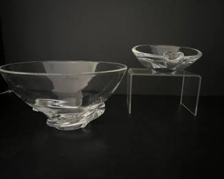 Lot 4403 Steuben Crystal Modernist Trinket Bowl Glass Spiral Bowl Both Signed