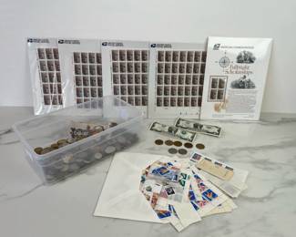 Lot 4485 Vintage US BillsCoinsStamps Foreign Currency Coins