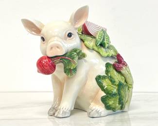 Lot 4251 Vintage Fitz and Floyd French Market Pig Cookie Jar