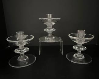 Lot 4405 Vintage Val St Lambert Crystal Candlestick Holders Signed