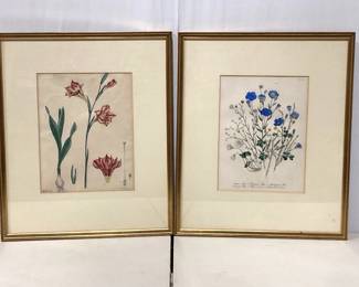 Lot 4311 Botanical Prints Wall Art Gladiolus Sorrel Flax
