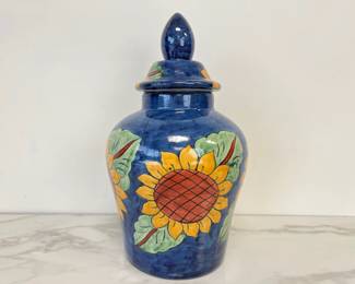 Lot 4324 Vintage Mexican Pottery Sunflower Storage Jar