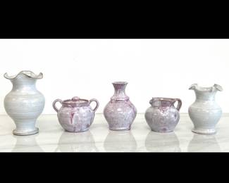 Lot 4258 Cole Pottery Celia Cole Mulberry Glaze Sugar Creamer Vases