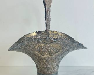 Lot 4283 Silverplate Repousse Flower Basket Floral Display