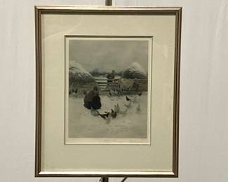 Lot 4308 Winter Morning in A Barnyard Print Wall Art