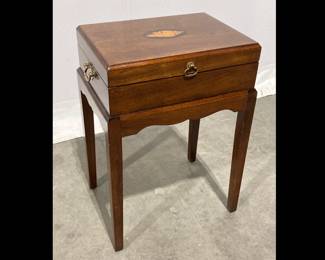 Lot 3987 Mahogany Inlaid Nautilus Shell Storage Side Table