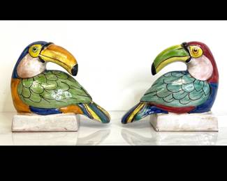 Lot 4351 Vintage Vietri Toucan Ceramic Bookends