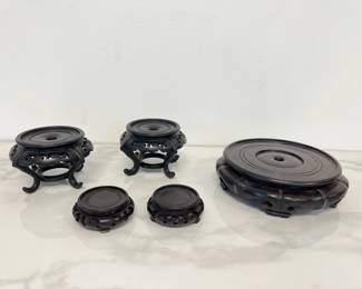 Lot 4392 Asian Carved Wood Display Risers Stands