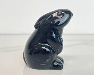 Lot 4381 Baccarat Black Crystal Standing Rabbit Figurine
