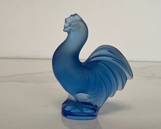 Lot 4386 Lalique Blue Rooster Chicken Figurine