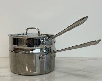 Lot 4385 All Clad Stainless Steel 3 Quart Saucepan 3 Quart Double Boiler Insert