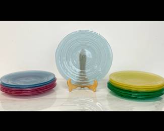 Lot 4391 Vintage Dalzell Viking Glass Ripple Plates