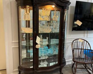 Antique display cabinet, lighted