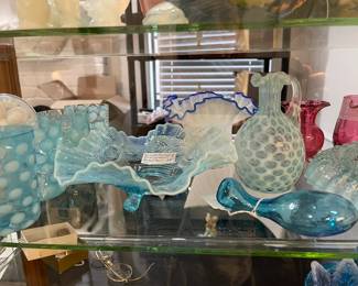 Vintage glass and a most unusual blue glass shoe horn