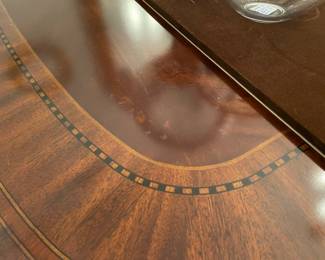 A close look at the inlay details on the dining table