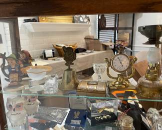 Vintage watches, glass, pins, hummels, military items