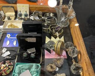 Sterling and vintage, glass door knobs