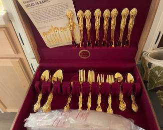 Vintage flatware with solid 24K electroplating