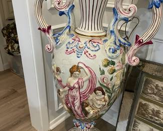 This magnificent Capodimonte large urn 52' Tall