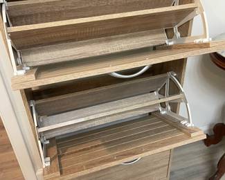Showing more drawers open on the shoe storage